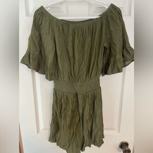 Olive green- shorts romper